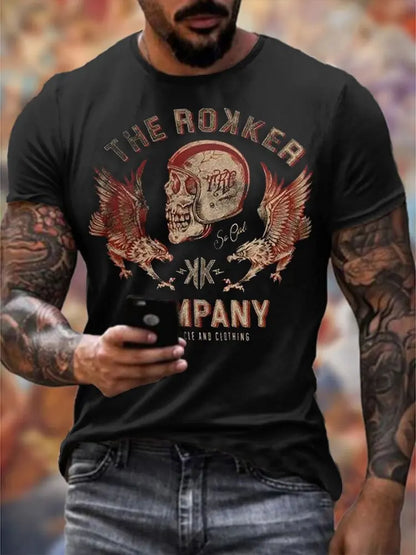 Personality 3D Printing Men's T-Shirt Skull Pattern for Men Demon Streetwear Handsome O-Neck Short Sleeves Casual Tshirt Top Tee - AMULET RING STORE