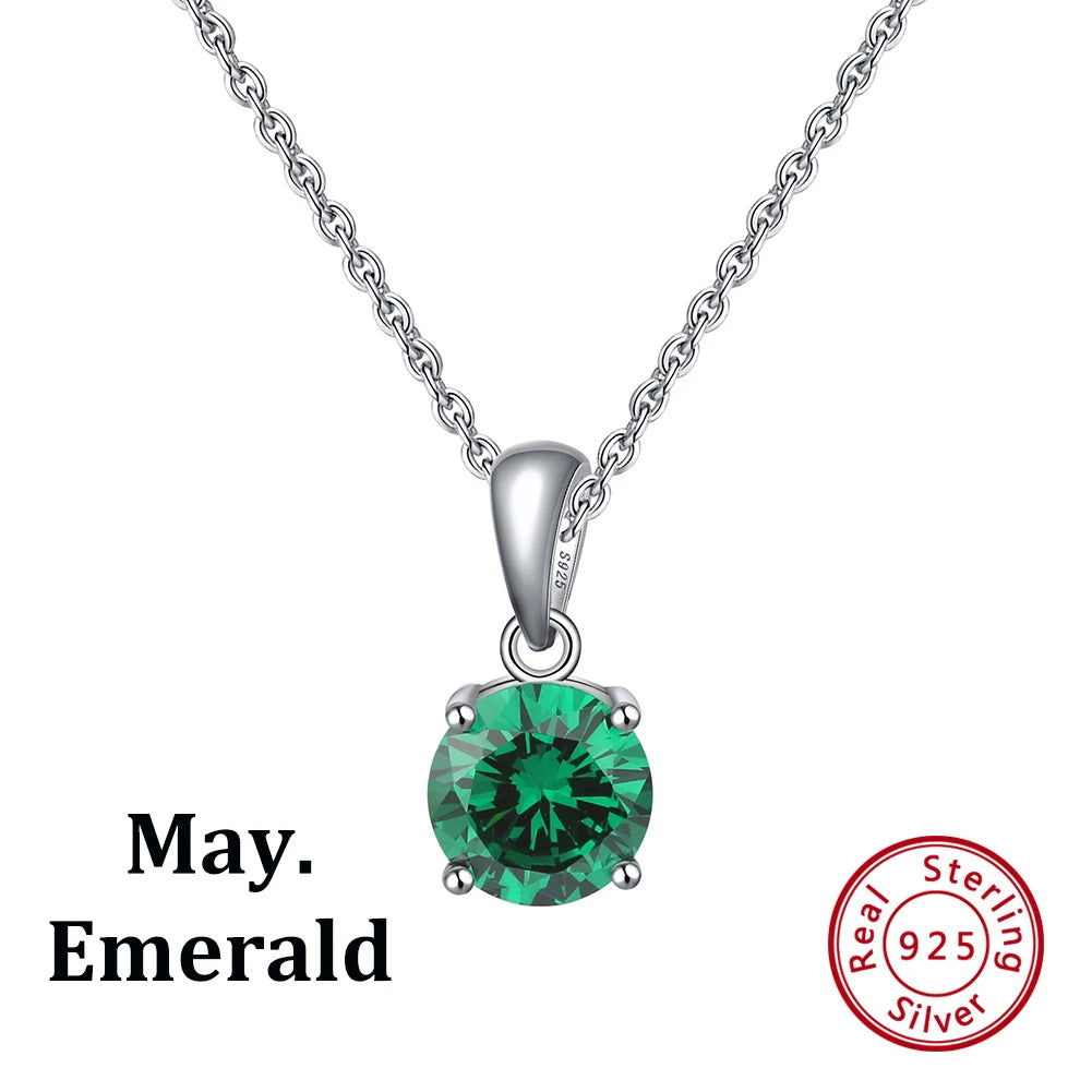 ORSA JEWELS 925 Sterling Silver 12 Color Heart Shaped Birthstone Pendant Necklace Woman Girl's Lucky Birthday Jewelry Gift APN02