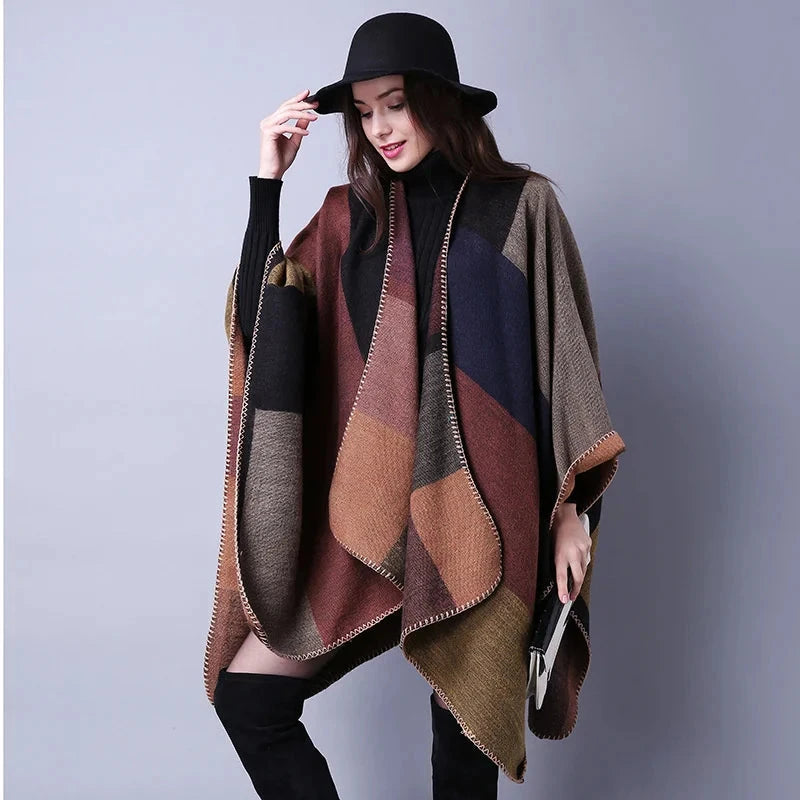 Winter Fashion Poncho Women Capes Scarf Imitation Cashmere Ladies Scarves Warm Shawls Wraps Woman Ponchos Bufanda Mujer Foulard