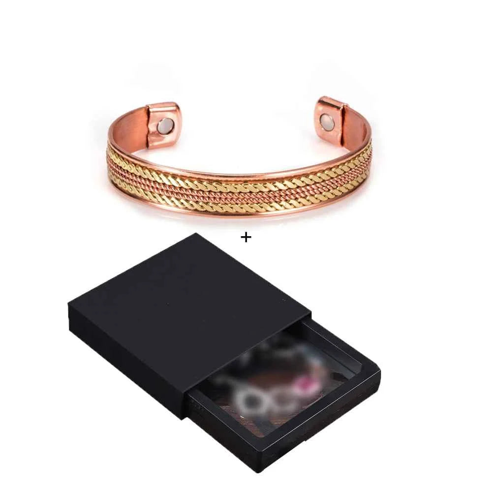 Twisted Pure Copper Bracelets Adjustable 11mm Wide Magnetic Therapy Arthritis Energy Bangles Benefits Cuff Jewelry for Women