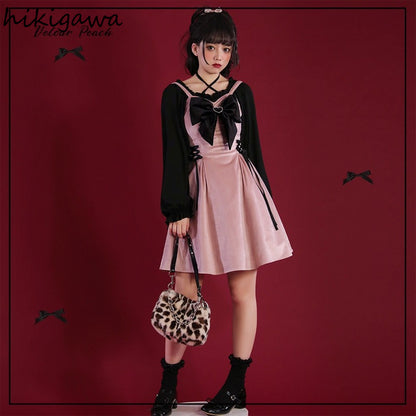 Hikigawa Woman Dresses Lolita Y2k Vestidos De Mujer Bandage Slim Dress Sexy Clothes Velvet Robe Femme Sleeveless Women Dresses - AMULET RING STORE