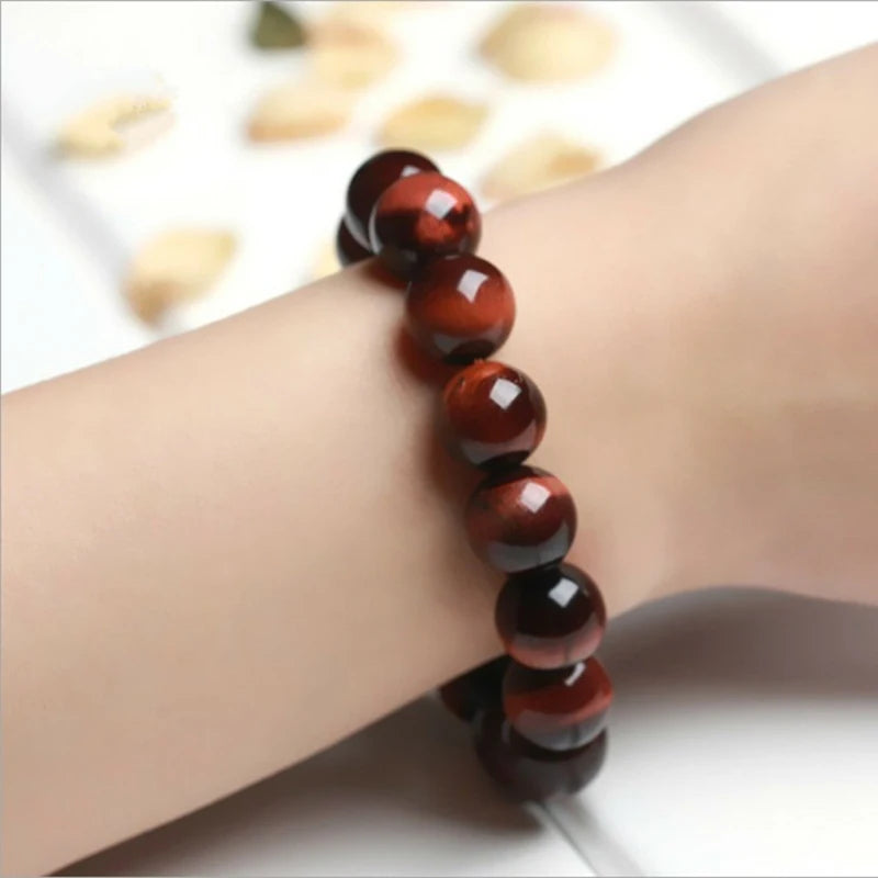 Natural Red Tiger Eye Stone Bracelet Buddhist Rosary Women Fashion Jewelry Reiki Healing Meditation Prayer Rope Rosary Bracelet