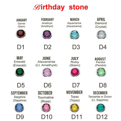 Life Tree Family 1-6 Names Necklace Personalized Stainless Steel Summer Nameplate with Birthstone For Women Men Birthday Gift