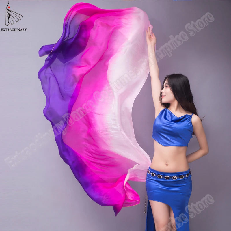 Silk Shawl For Belly Dancing Shawls Belly Dance Silk Veil Scarves Face Customized Hand Thrown Scarf Gradient 200cm 250cm 270cm