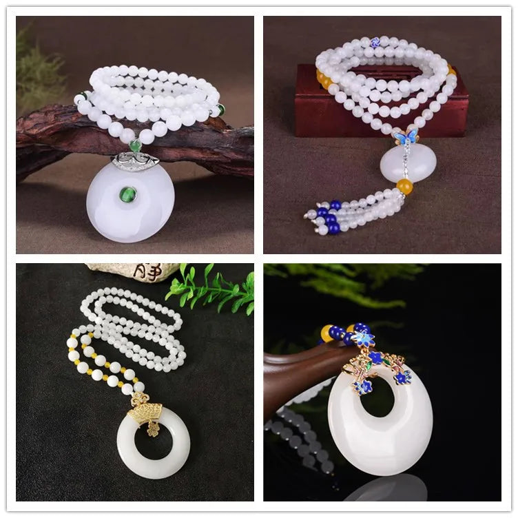 Genuine Natural Green Jade Beaded Necklace Women Fashion Charms Jewellery Real Chinese Jades Stone Accessories Fine Jewelry