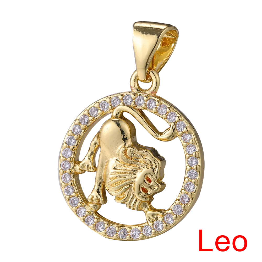 Juya DIY Imitation Pearl Shell 18K Gold Plated 12 Zodiac Charms For Handmade Fashion Birthstone Season Pendants Jewelry Making