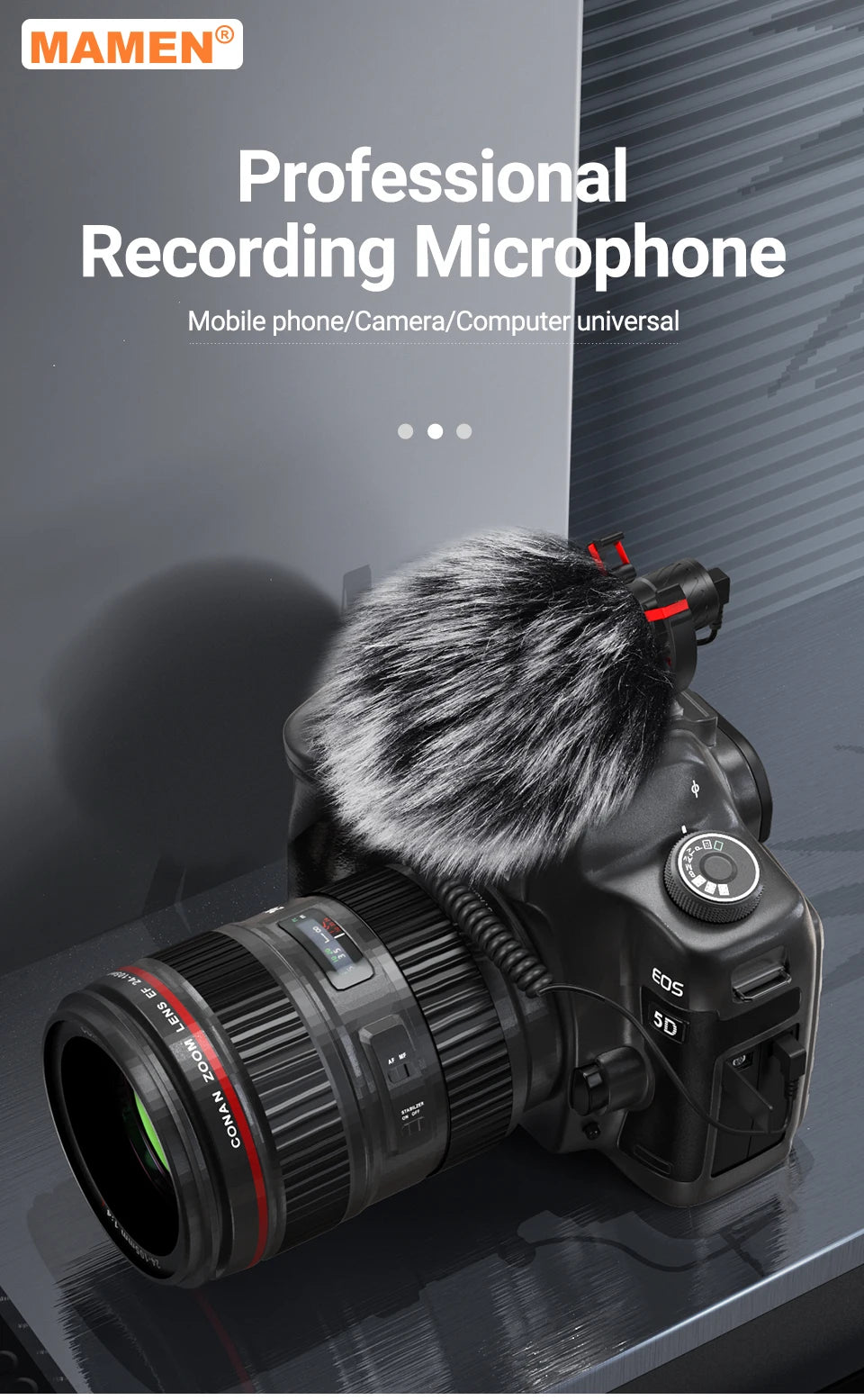 MAMEN Professional Shotgun Microphone Vlog Podcast Microfone Cardioid Pickup for Canon Nikon Camera Phone Interview Recording