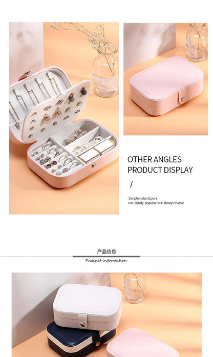 Portable Jewelry Box Jewelry Organizer Display Travel Jewelry Case Boxes Button Leather Storage Zipper Jewelers Joyero - AMULET RING STORE