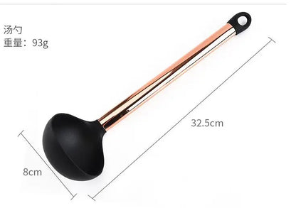 Silicone Kitchenware Large Colander Spatula Soup Spoon Rose Gold Stainless Steel Non-stick Home Kitchen Supplies Cooking Tools