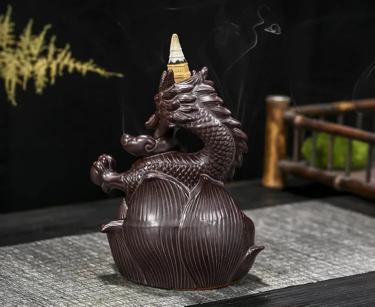 Y The Western Pterosaur Backflow Incense Burner Dragon for Incense Sticks Living Room Smoke Waterfall Incense Base Ceramic Stove - AMULET RING STORE