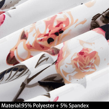 Nice-forever Vintage Elegant Floral Print Pleated Round neck vestidos A-Line Pinup Business Party Women Flare Swing Dress A102