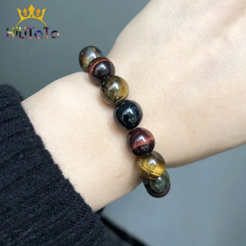 Natural Stone Multicolor Tiger Eye Round Loose Beads For Jewelry Making 4 6 8 10 12 14mm DIY Bracelet Accessories 15'' Strands - AMULET RING STORE