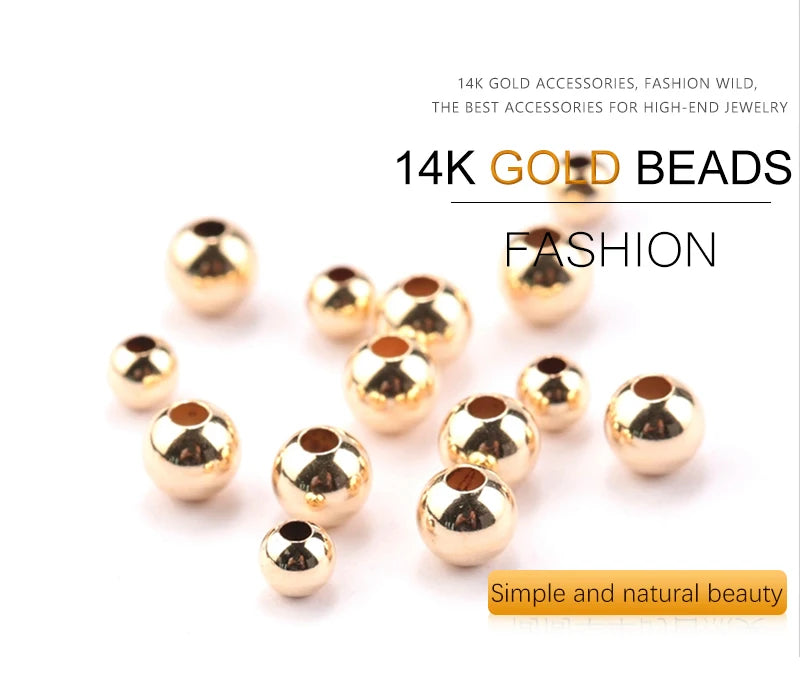 100pcs 14K Gold Filled Spacer Beads 2mm 3mm 4mm Round Loose Bead for Bracelets Necklace DIY Jewelry Making Accessories Wholesale - AMULET RING STORE