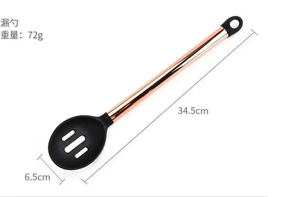 Silicone Kitchenware Large Colander Spatula Soup Spoon Rose Gold Stainless Steel Non-stick Home Kitchen Supplies Cooking Tools
