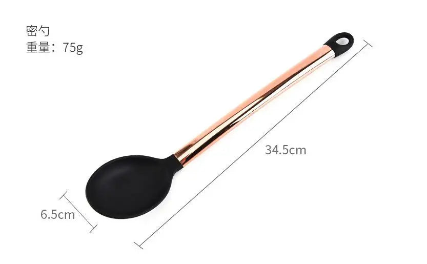 Silicone Kitchenware Large Colander Spatula Soup Spoon Rose Gold Stainless Steel Non-stick Home Kitchen Supplies Cooking Tools