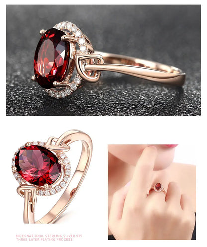 ZDADAN 925 Sterling Silver Big Oval Ruby Zircon Ring For Women Temperament Jewelry Accessories Gift