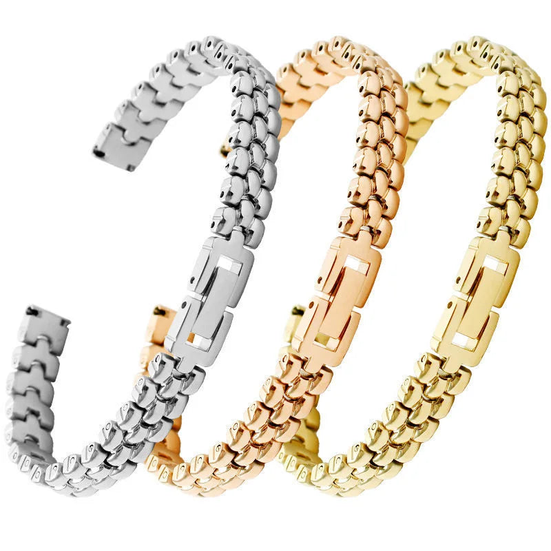 Stainless steel watchband  6mm 8mm 10mm silver golden bracelet Replacement strap for size dial lady's fashion watch Bracelet