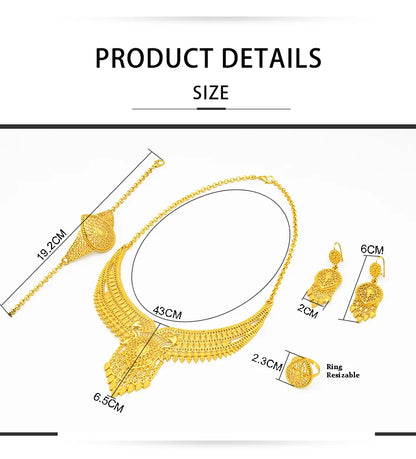 ANIID Dubai Plated Jewelry Set For Women Indian Earring and Necklace Nigeria Moroccan Bridal Accessorie Wedding Bracelet Gifts