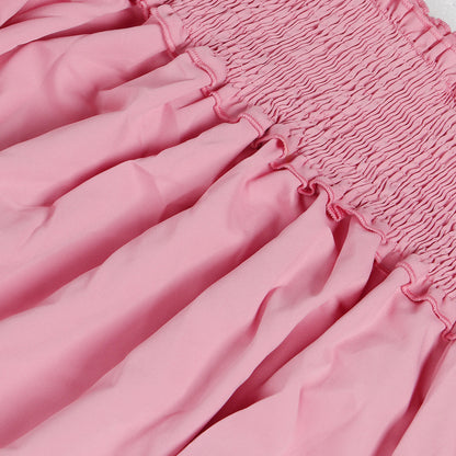 CM.YAYA Chic Women Cascading Ruffles Petal Off Shoulder Long Sleeve Smock Dress 2022 Big Swing Loose Blouse Sundress Vestidos - AMULET RING STORE