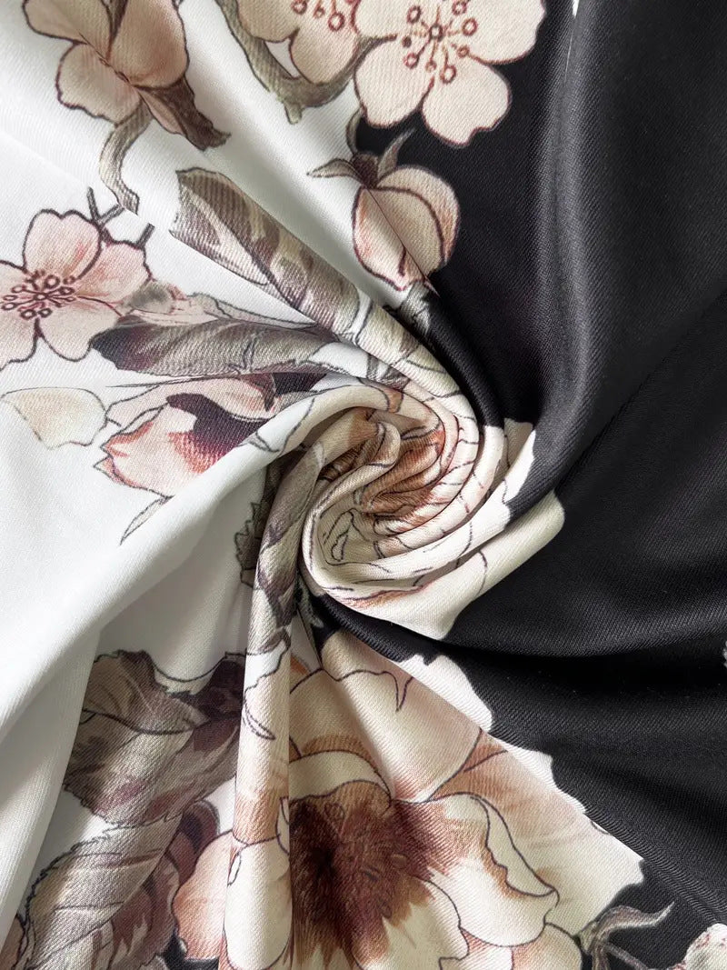 2024 Europe and the United States autumn new women's long dress two-piece set of floral print round neck dress coat women