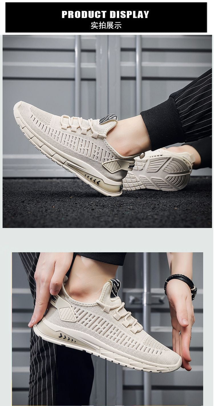 Flying Woven Men's Shoes Summer New Breathable Deodorant Mesh Shoes Men's sneaker Korean-style All-match Casual Running Shoes - AMULET RING STORE