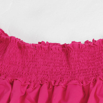 CM.YAYA Chic Women Cascading Ruffles Petal Off Shoulder Long Sleeve Smock Dress 2022 Big Swing Loose Blouse Sundress Vestidos - AMULET RING STORE