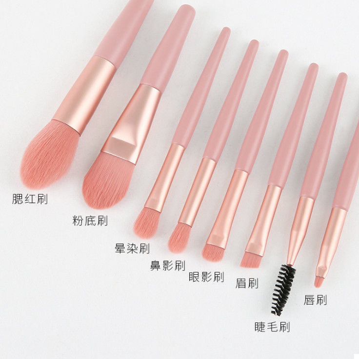 8Pcs Makeup Brushes Pro Pink Brush Set Powder EyeShadow Blending Eyeliner Eyelash Eyebrow Make Up Beauty Cosmestic Brushes - AMULET RING STORE