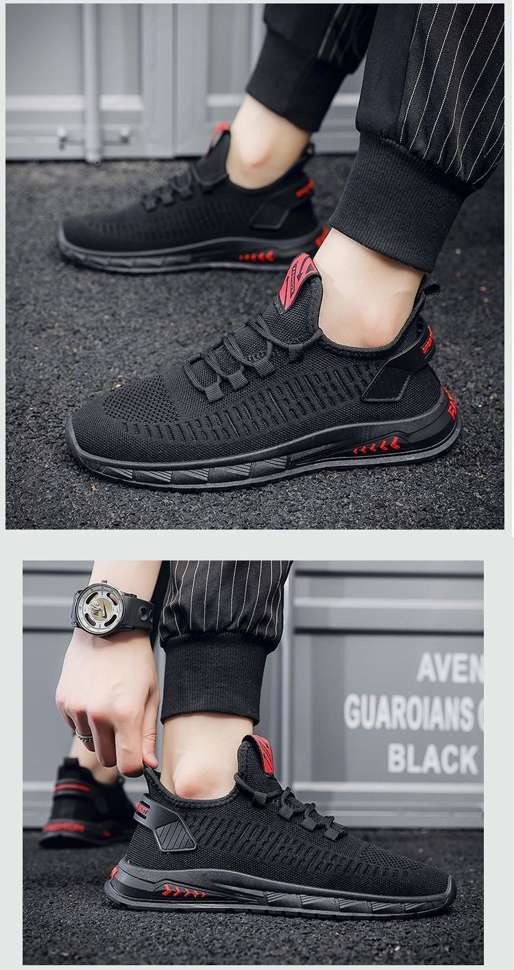 Flying Woven Men's Shoes Summer New Breathable Deodorant Mesh Shoes Men's sneaker Korean-style All-match Casual Running Shoes - AMULET RING STORE