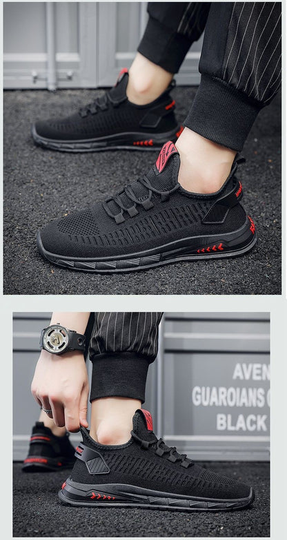 Flying Woven Men's Shoes Summer New Breathable Deodorant Mesh Shoes Men's sneaker Korean-style All-match Casual Running Shoes - AMULET RING STORE