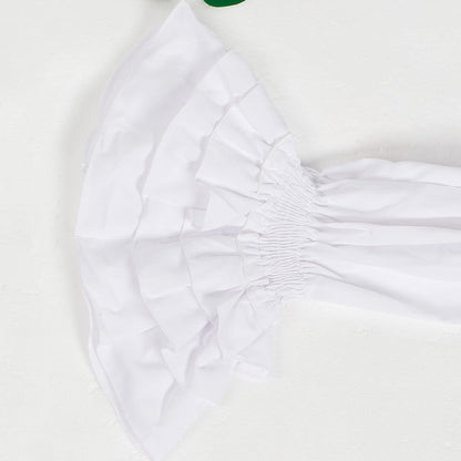 CM.YAYA Chic Women Cascading Ruffles Petal Off Shoulder Long Sleeve Smock Dress 2022 Big Swing Loose Blouse Sundress Vestidos - AMULET RING STORE