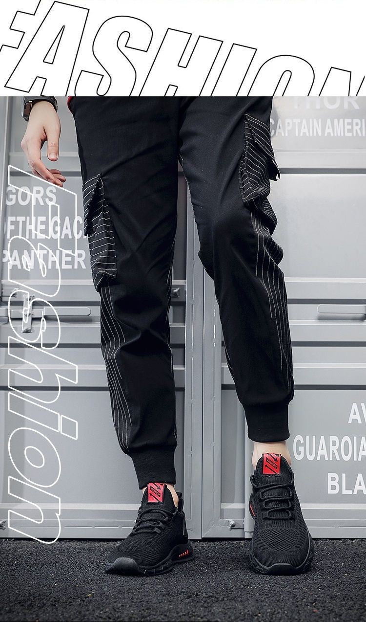 Flying Woven Men's Shoes Summer New Breathable Deodorant Mesh Shoes Men's sneaker Korean-style All-match Casual Running Shoes - AMULET RING STORE