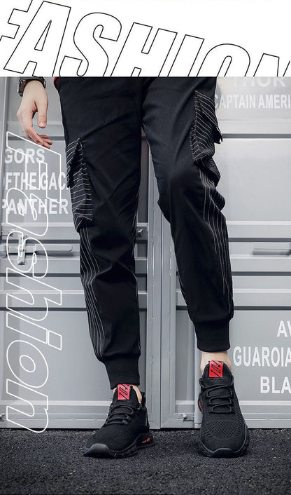 Flying Woven Men's Shoes Summer New Breathable Deodorant Mesh Shoes Men's sneaker Korean-style All-match Casual Running Shoes - AMULET RING STORE