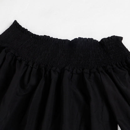 CM.YAYA Chic Women Cascading Ruffles Petal Off Shoulder Long Sleeve Smock Dress 2022 Big Swing Loose Blouse Sundress Vestidos - AMULET RING STORE