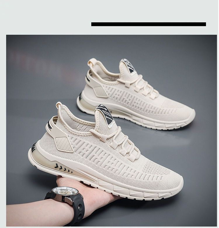 Flying Woven Men's Shoes Summer New Breathable Deodorant Mesh Shoes Men's sneaker Korean-style All-match Casual Running Shoes - AMULET RING STORE
