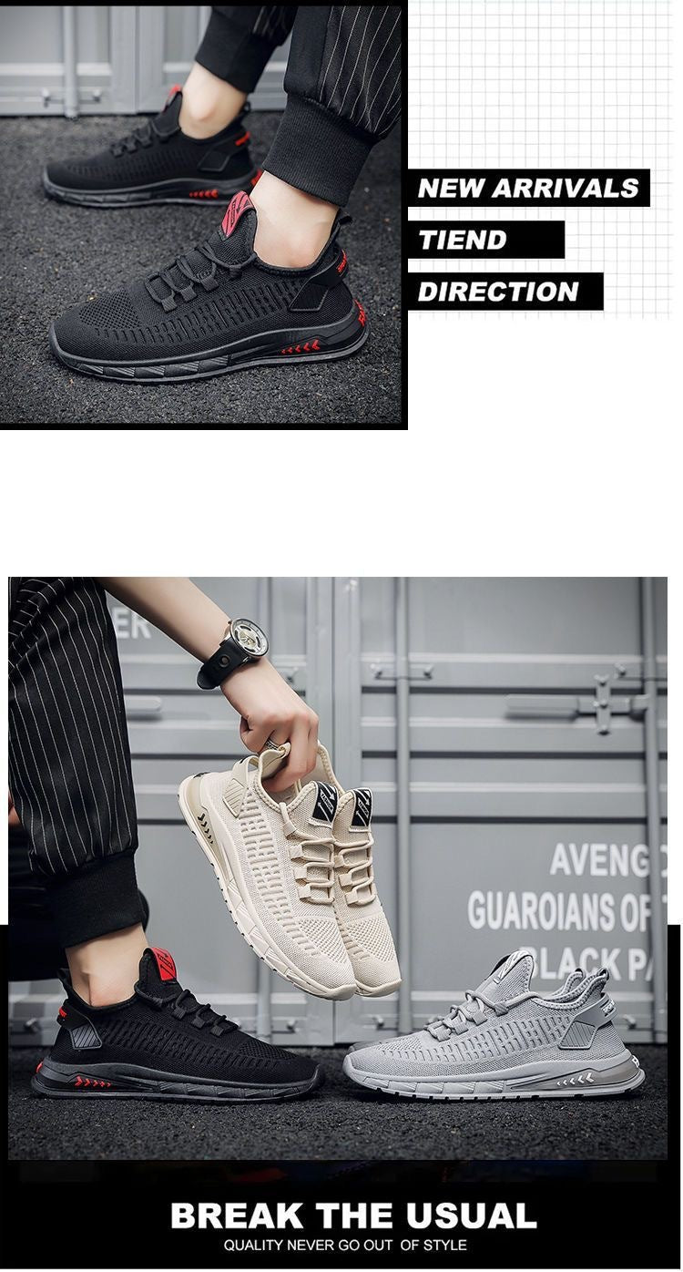 Flying Woven Men's Shoes Summer New Breathable Deodorant Mesh Shoes Men's sneaker Korean-style All-match Casual Running Shoes - AMULET RING STORE