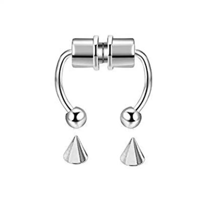 Fake Nose Piercing Septum Hoop Nose Clip HipHoop Rock Steel Magnet Nose Punk Body Jewelry For Unisex High-end - AMULET RING STORE