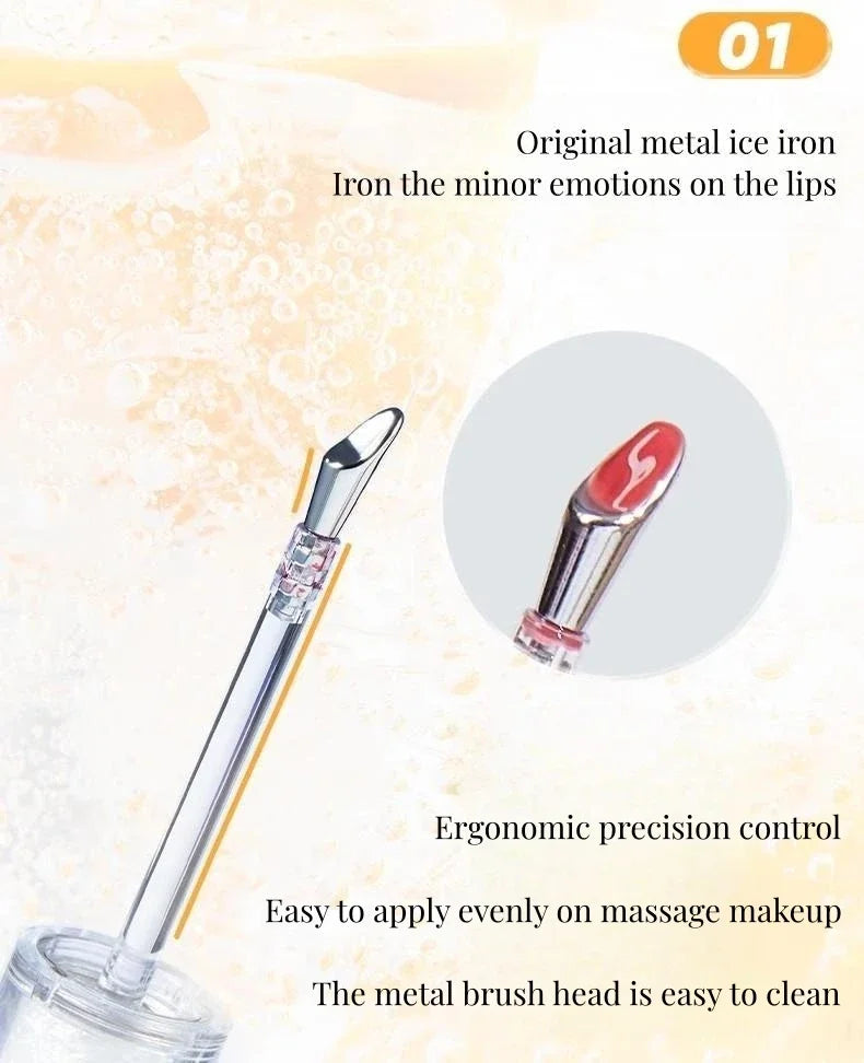 Judydoll Ice Iron Lip Glaze Lipsticks Non-Stick Cups Mirror Shine Watery Lip Lotion Metal Brush Head Makeup Cosmetics - AMULET RING STORE