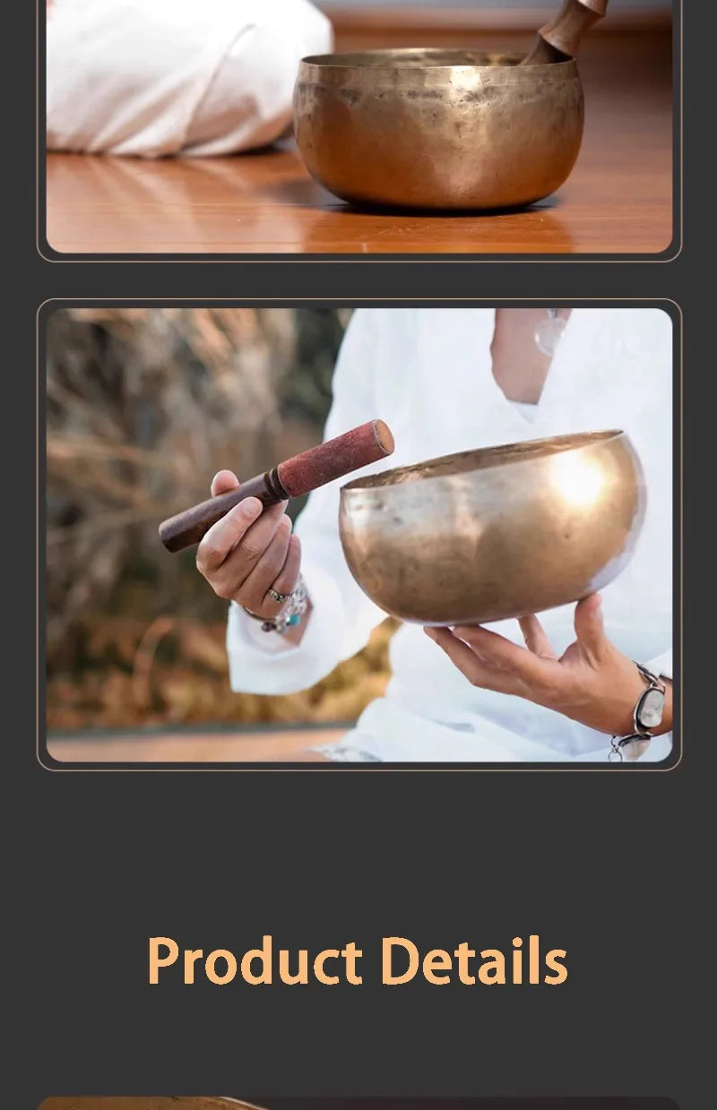 Old Singing Bowl Copper Nepal Handmade Tibetan Bowls Retro Yoga Meditation Buddhism Sound Bowl Portable Zen Music Instrument - AMULET RING STORE