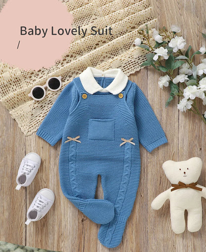 Autumn Baby Clothes Sets Knit Infant Boy Girl Sweater Long Sleeve+Romper Sleeveless Newborn Kid Pullover+Jumpsuit Foot Wrap 0-9M - AMULET RING STORE