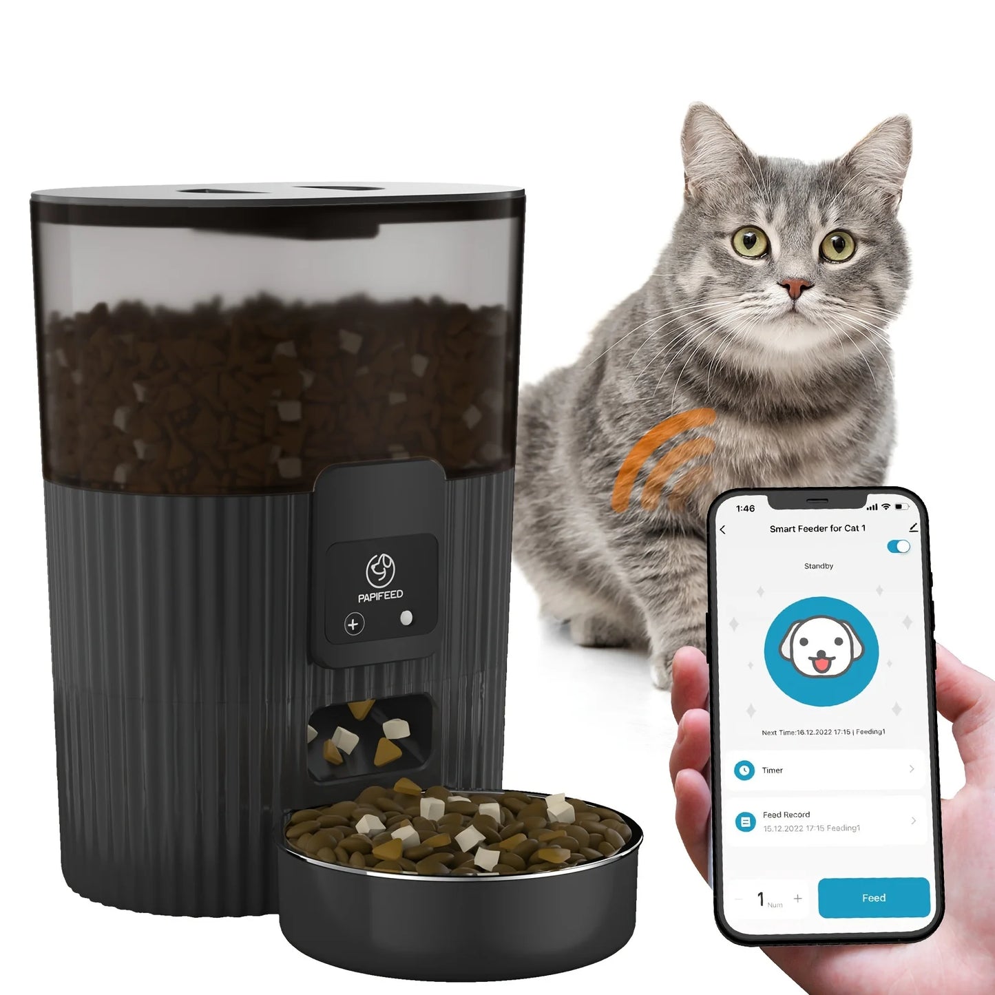 PAPIFEED cat automatic feeder dog fixed feeding machine cat food dog food wifi remote smart cat pet food dispenser - AMULET RING STORE