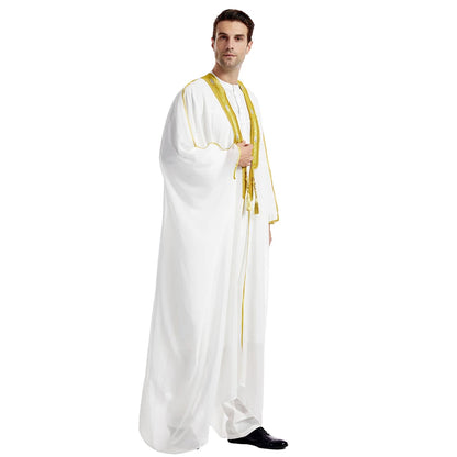 Islam Clothing Men Robe Kaftan Muslim Man Moroccan Casual Long Jubba Thobe Arabic Robe Middle East National Costume Eid Ramadan