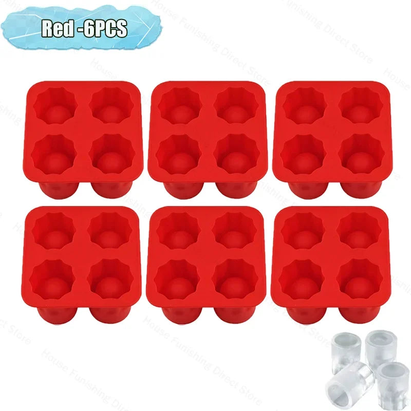 4Cup Shape Silicone Ice Cube Mold Tray for Summer Bar Party DIY Cold Drinks Kitchen Essential Ice Cup Maker Compartment Mold - AMULET RING STORE