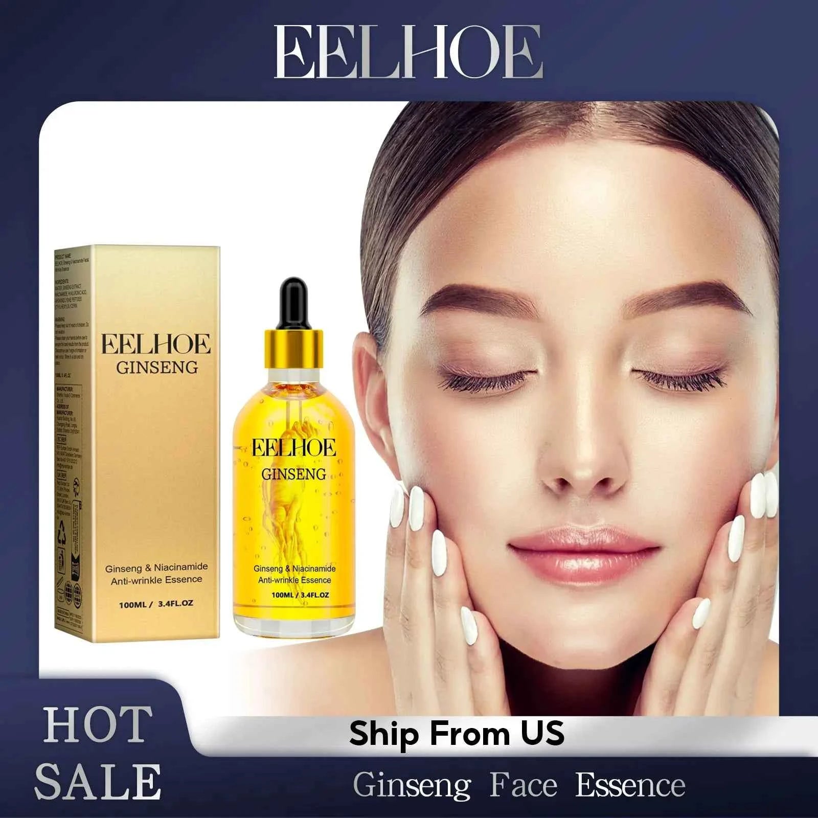 Eelhoe Ginseng Face Anti Wrinkle Serum Reduce Fine Lines Tightening Hydrating Anti-aging Plumping Face Smooth Skin Care Serum