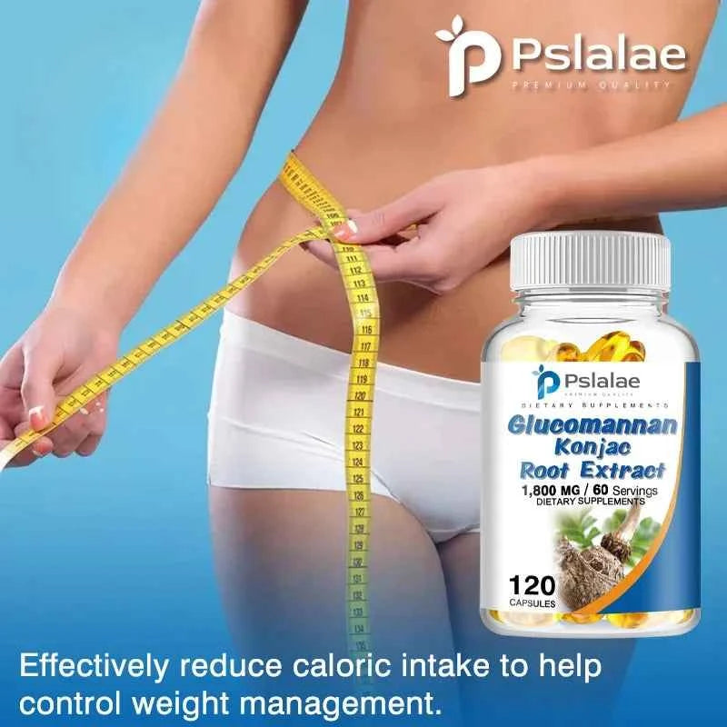 Glucomannan Capsules - Promote Gastrointestinal Health, Supports Healthy Weight Management, Fat Burner, Appetite Suppression