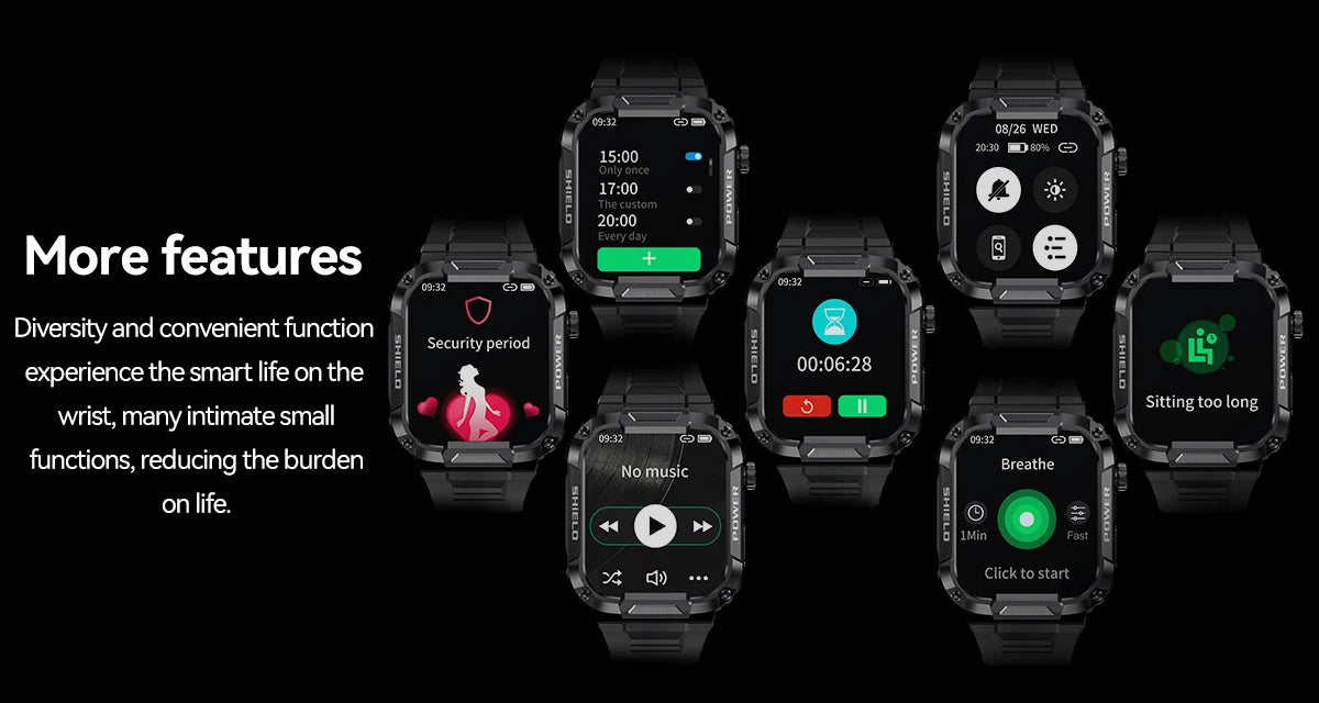 Outdoor Men Smart Watch 1.85'' 400mAh Bluetooth Call Health Monitor Swim Waterproof Sport Smartwatch for Xiaomi IOS Android 2025