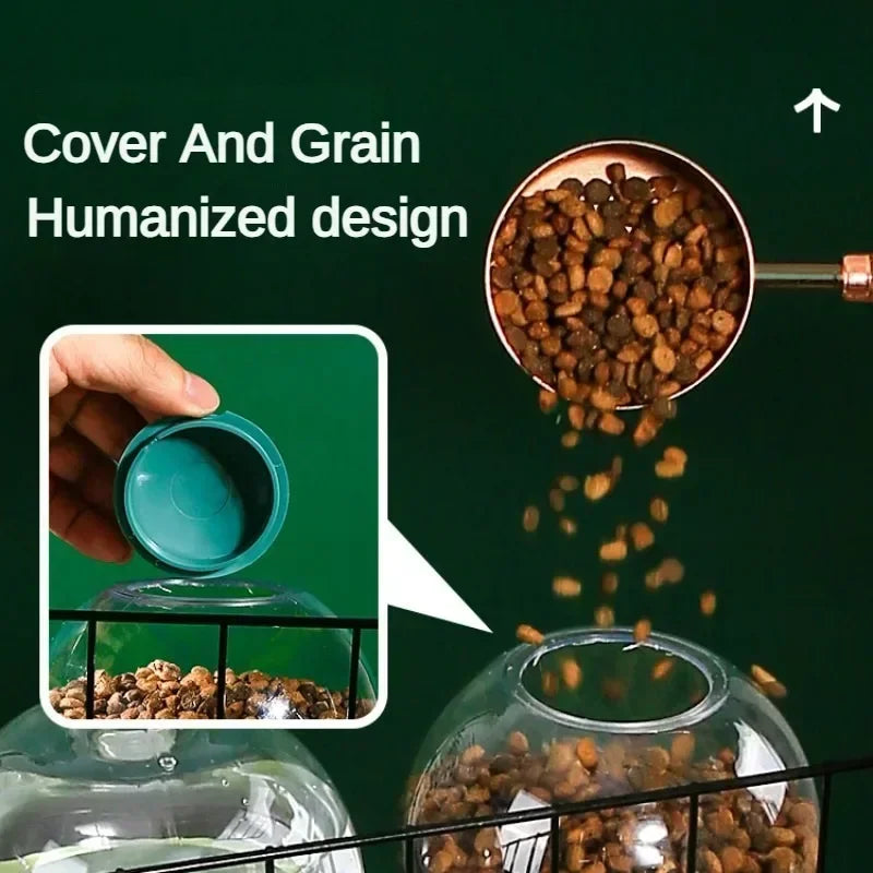 Automatic Dog Cat Feeder Cage Hanging Pet Bowls Pet Water Dispenser Dog Water Bottle Food Container Dispenser Bowl for Cat Dog - AMULET RING STORE