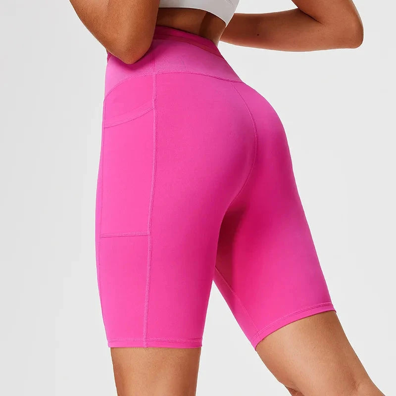 Marathon Compression Shorts with Waistband Pocket Men Women Quick Dry Nylon Workout Tights for Cycling Running Training