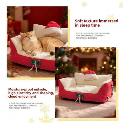 Winter Warm Cat Bed Large Size Removable Washable All Season Pet Sofa Christmas Cat House for Pets