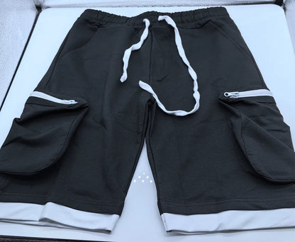 Mens Summer Cargo Shorts Cotton Workout Fitness Shorts Breathable Jogger Training Gyms Bodybuilding Multi Pocket Yellow Shorts