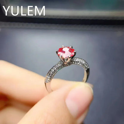 YULEM Hexagon 6x6mm Alexandrite Stone with Silver 925 Simple Design Wedding Ring Luxury Engagement Ring
